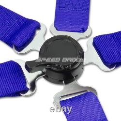 Blue 49stainless Steel Harness Bar+blue 6-pt Shoulder Strap Camlock Seat Belt