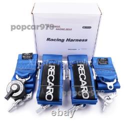 Blue RECARO 4 Point 3 Racing Seat Belt Quick Release Seatbelt Snap-On Harness
