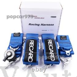 Blue RECARO 4 Point 3 Racing Seat Belt Quick Release Seatbelt Snap-On Harness