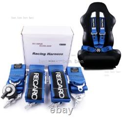 Blue RECARO 4 Point 3 Racing Seat Belt Quick Release Seatbelt Snap-On Harness