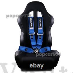 Blue RECARO 4 Point 3 Racing Seat Belt Quick Release Seatbelt Snap-On Harness
