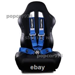 Blue RECARO 4 Point 3 Racing Seat Belt Quick Release Seatbelt Snap-On Harness
