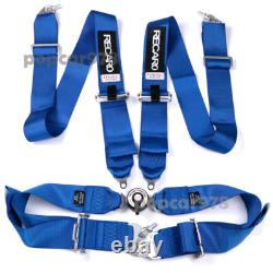Blue RECARO 4 Point 3 Racing Seat Belt Quick Release Seatbelt Snap-On Harness