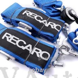 Blue RECARO 4 Point 3 Racing Seat Belt Quick Release Seatbelt Snap-On Harness