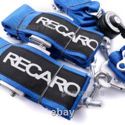 Blue RECARO 4 Point 3 Racing Seat Belt Quick Release Seatbelt Snap-On Harness