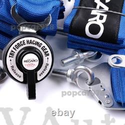 Blue RECARO 4 Point 3 Racing Seat Belt Quick Release Seatbelt Snap-On Harness