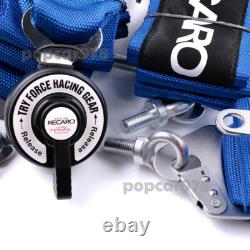 Blue RECARO 4 Point 3 Racing Seat Belt Quick Release Seatbelt Snap-On Harness