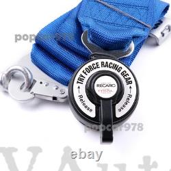 Blue RECARO 4 Point 3 Racing Seat Belt Quick Release Seatbelt Snap-On Harness