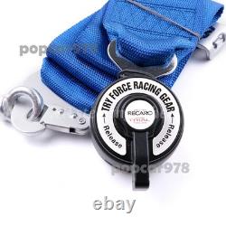 Blue RECARO 4 Point 3 Racing Seat Belt Quick Release Seatbelt Snap-On Harness