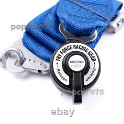 Blue RECARO 4 Point 3 Racing Seat Belt Quick Release Seatbelt Snap-On Harness