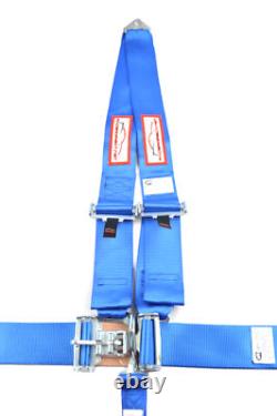 Blue Racing Harness V Style Latch & Link Bolt In 5 Point Seat Belt Sfi 16.1