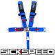 Blue Sfi Approved 5 Point Racing Harness Shoulder Pad Safety Seat Belt Buckle