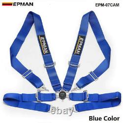 Blue Universal 4-Point 3 Nylon Strap Harness Safety Camlock Racing Seat Belt