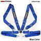Blue Universal 4-Point 3 Nylon Strap Harness Safety Camlock Racing Seat Belt