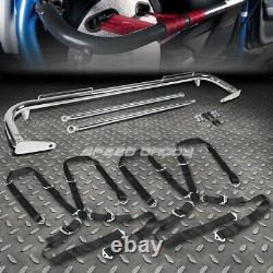 Chrome 49stainless Steel Chassis Harness Bar+black 4-pt Strap Camlock Seat Belt