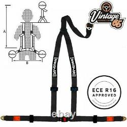 Classic Car ECE Approved 3 Point Fully Adjustable Rally Harness Seat Belt Black