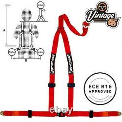 Classic Car ECE Approved 3 Point Fully Adjustable Rally Harness Seat Belt Black