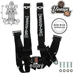 Classic Car ECE Approved 4 Point Fully Adjustable Rally Harness Seat Belt Black