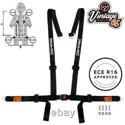 Classic Car ECE Approved 4 Point Fully Adjustable Rally Harness Seat Belt Black