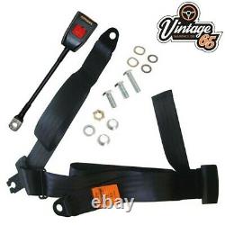 Classic MG Front Seat Belt Kits 3 Point Static E Approved Black Pair