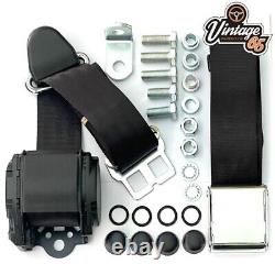 Classic VW Front Seat Belt Kit Fully Automatic Inertia Chrome Buckle + Fittings