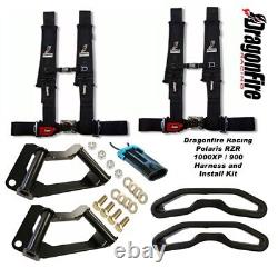 Dragonfire Polaris RZR 900/XP1000 Harness Mount Kit with4-Pt H Style SewnIn Blk 3