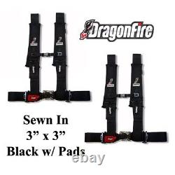 Dragonfire Polaris RZR 900/XP1000 Harness Mount Kit with4-Pt H Style SewnIn Blk 3