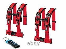 Dragonfire Racing 4 Point Harness 3 Red 2 Pack with Seat Belt Bypass Clip