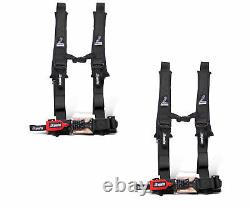 Dragonfire Racing Black Pair H-Style 4 Point 2 Seat Belt Harnesses Universal