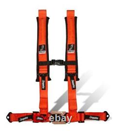 Dragonfire Racing Orange H-Style 4 Point 2 Seat Belt Harness Sewn In Universal