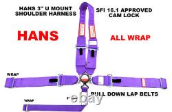 Dragster U Harness All Wrap Belt Sfi 16.1 5 Point 3 Cam Lock Seat Belt Purple