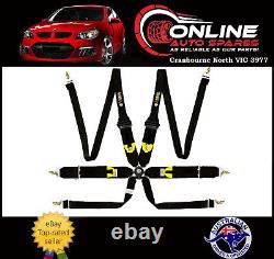 FIA Approved (HANS) 6-POINT Racing Harness QUICK RELEASE Black race seat belt