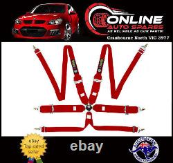 FIA Approved (HANS) 6-POINT Racing Harness QUICK RELEASE Red race seat belt