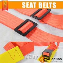 Fits 2 X JDM Red 4-Point Racing Seats Belts Harness