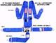 Floor Mounted Blue Safety Harness Sfi 16.1 5 Point 3 Latch & Link Seat Belt