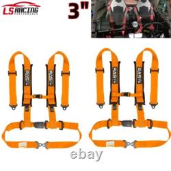 For CanAm X3 YXZ UTV Orange Pair of 4 Point Harness Racing Seat Belt 3 Padding