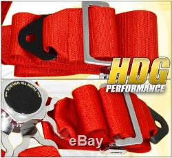 For Hyundai 2X 3Inch 5-Point Race Seat Belt Cam Lock Harness Strap Sport Set Red