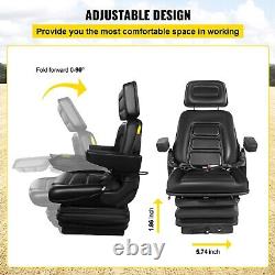 Forklift Tractor Seat Suspension Adjustable Backrest Armrest Safety Belt