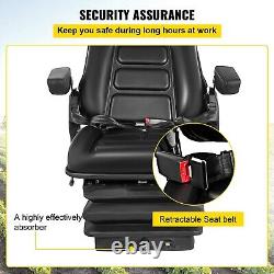 Forklift Tractor Seat Suspension Adjustable Backrest Armrest Safety Belt