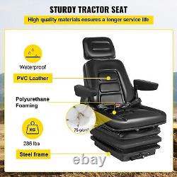 Forklift Tractor Seat Suspension Adjustable Backrest Armrest Safety Belt