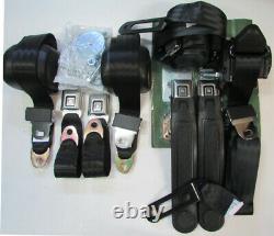 Front And Rear Retractable Lap Shoulder Harness Seat Belt Set, Black, GM, Buckets