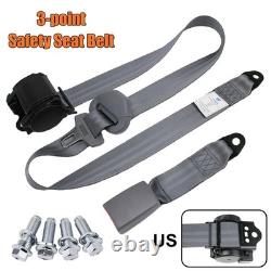 Front Auto Vehicle Adjustable Retractable 3 Point Safety Seat Belt Straps NEW