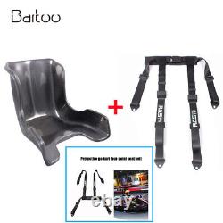 Go Kart Seat True Carbon Fiber+4 Point 2 Quick Release Safety Seat Belt Harness