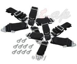 Godsnow 2X(Two) 5 Point Racing Safety Harness Camlock 3 Steap Seat Belt Black