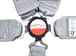 Gray Six Point Snap In 3 Race Harness Floor Mount Seat Belt Cam Lock Sfi 16.1