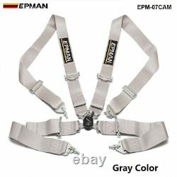Gray Universal 4-Point 3 Nylon Strap Harness Safety Camlock Racing Seat Belt