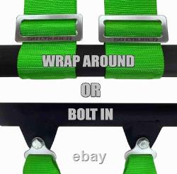 Green 4 Point Harness for Bucket Seat with Latch Lock Design, 9 Colors to Cho