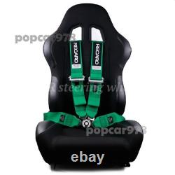 Green RECARO 4 Point 3 Racing Seat Belt Quick Release Seatbelt Snap-On Harness
