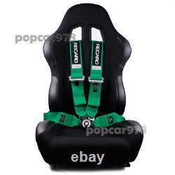Green RECARO 4 Point 3 Racing Seat Belt Quick Release Seatbelt Snap-On Harness