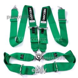 Green RECARO 4 Point 3 Racing Seat Belt Quick Release Seatbelt Snap-On Harness